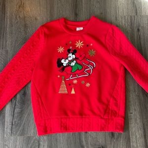 Disney XS Mickey and Minnie red Christmas sweater